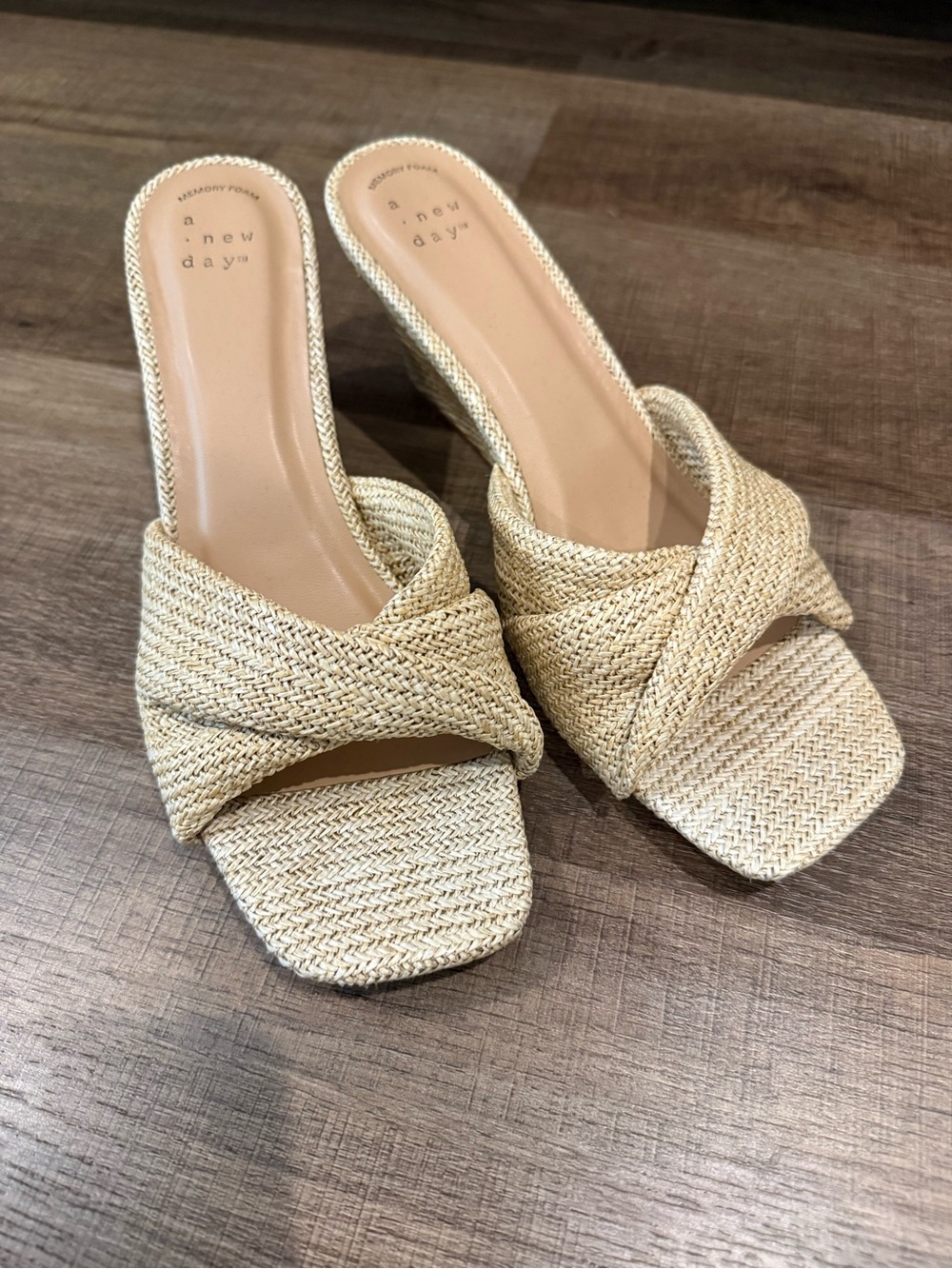 a new day Natural Woven Twist Slide Mules